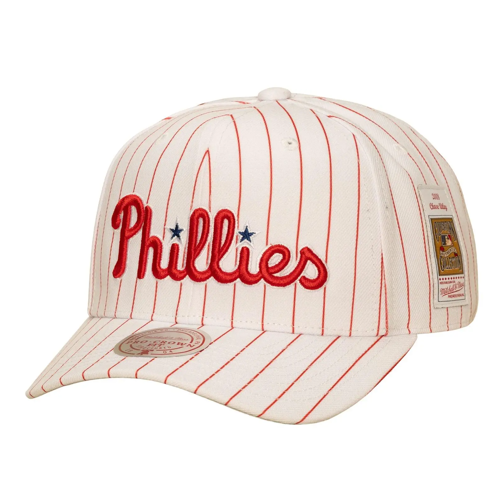 Chase Utley Philadelphia Phillies 2008 Cream Cooperstown Jersey Cut Pro Crown Snapback Hat MLB Throwback Cap Adjustable Fan Gear Mitchell & Ness