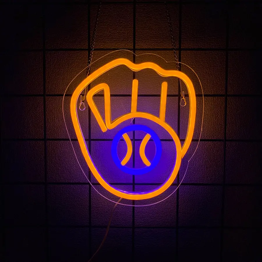 Baseball Design Neon Sign, 1 Count USB Powered Wall Hanging Sports Theme Decorative Light, Decorative Neon Sign for Bedroom, Game Room, Man Cave, Bar, Sport Club