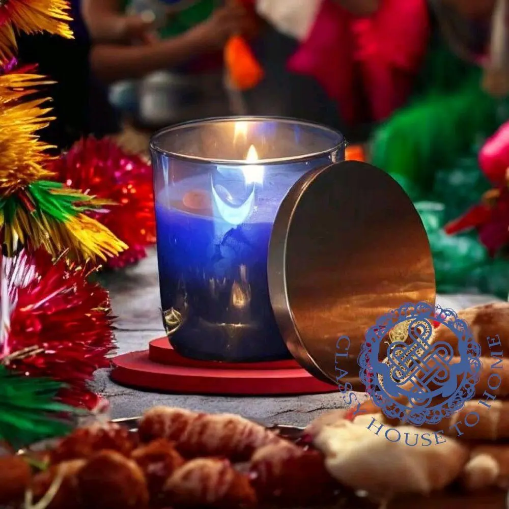 Premium Luxury Hand Poured Candle - Blue Glass Soft Soy Wax with Exclusive Fragrances by Classy House to Home