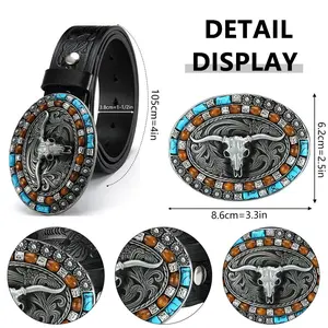 Premium Real Leather Cowboy Belt Inlaid With Turquoise, Distinctive Boho Western Design, Perfect Surprise Gift For Style Lovers summerwins