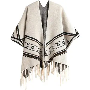 Autumn and winter travel shawl wrap front open poncho, cardigan cardigan sweater