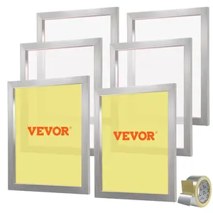 Glossy Screen Printing Kit with 6 Mesh Panels, 6-Piece 20x24in Aluminum High-Tension Nylon Mesh Frames, 160-Count Sealing Tape for T-Shirt DIY Projects