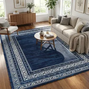 Modern Neutral-colored Washable Peacock Print Rug Soft Non-slip Foldable Interior Decorative Rug for Restaurants Offices Game Rooms and Laundry Rooms