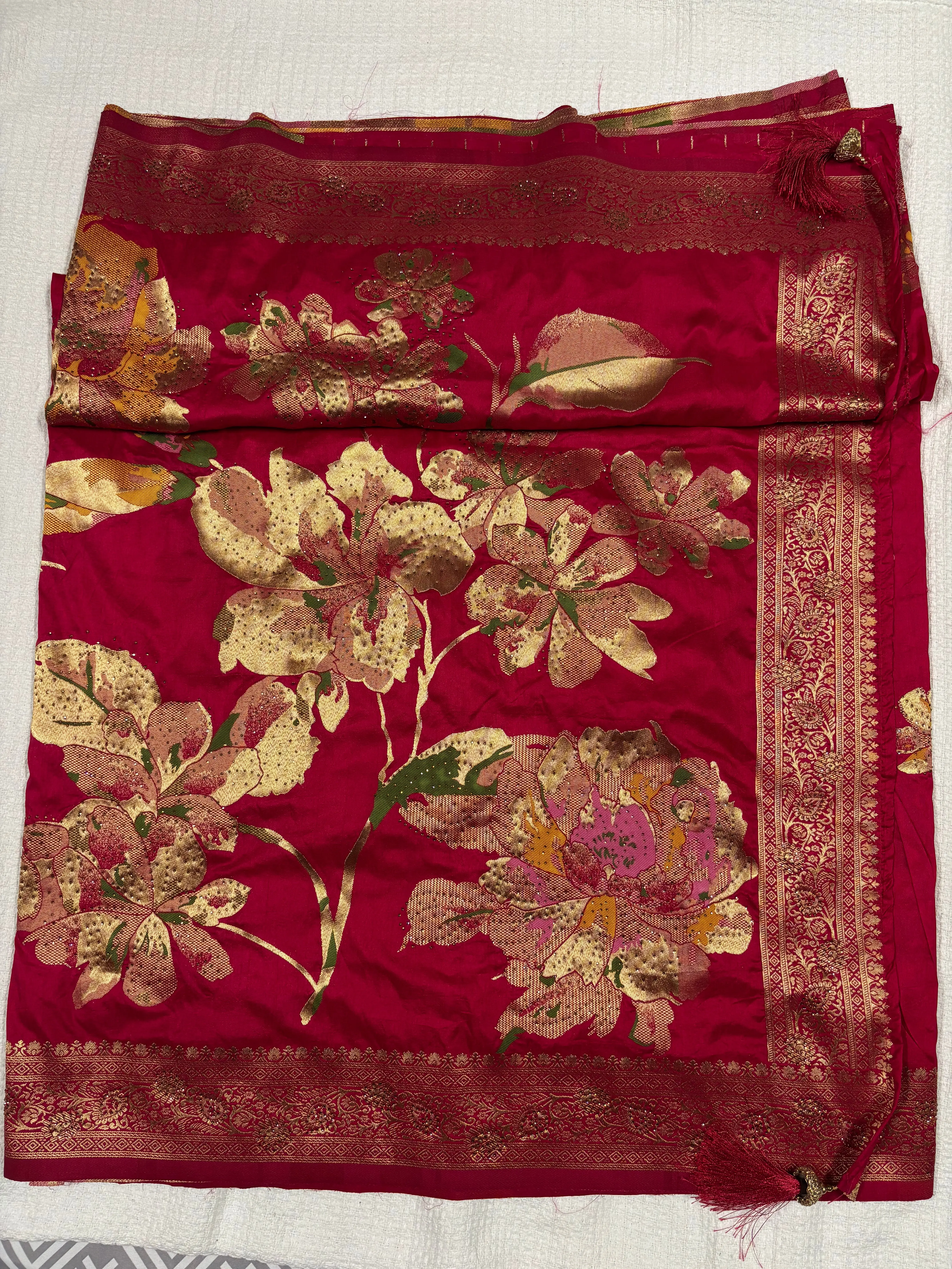 Authentic Banarasi Patrila Seroski Worked Saree With Fully Stiched Blouse