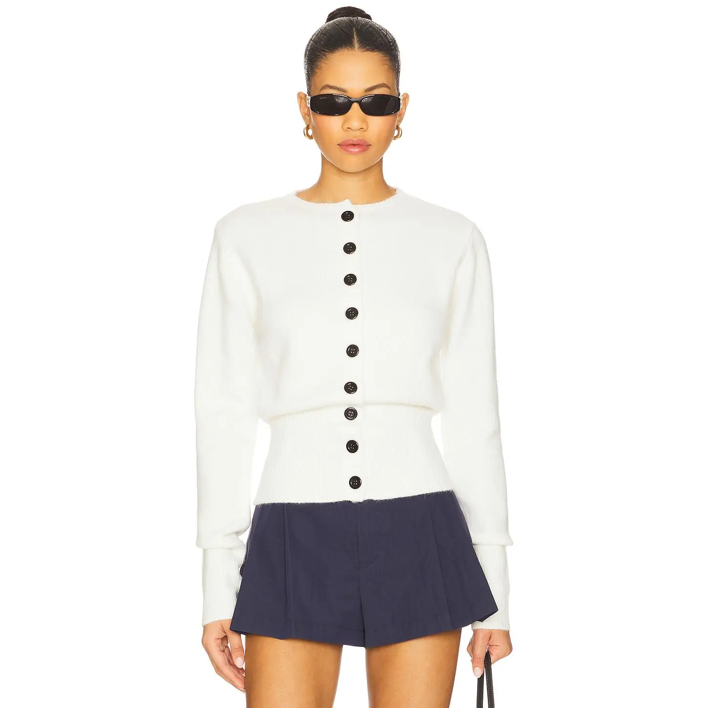ALL THE WAYS Brittany Button Up Sweater in Ivory