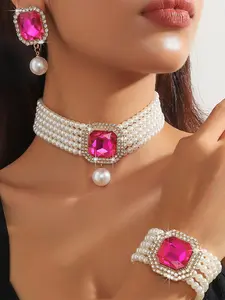 Elegant Fashion Jewelry Set, Luxury Necklace & Bracelet & Earrings, Fashion Jewelry for Party, Daily Decor, Trendy All-match & Exquisite Jewelry for Birthday Gift