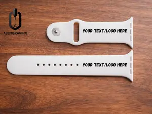 AJEngraving Apple Watch Band Customized Personalized with Text or Logo Engraved Silicone Watch Band 38/40/41mm S/M Perfect Gift for Family or Friends