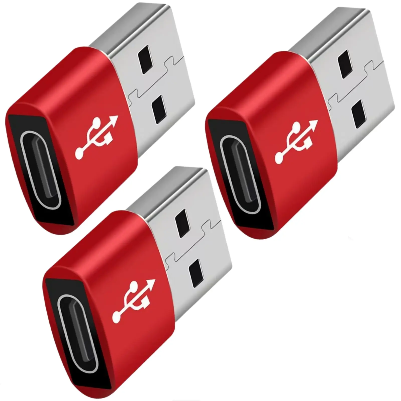 3-Pack USB-A Male to USB-C Female OTG Adapters, Connectors, Flat USB to Type-C Converters for USB Storage, Compatible with iPhone 11-16 Series