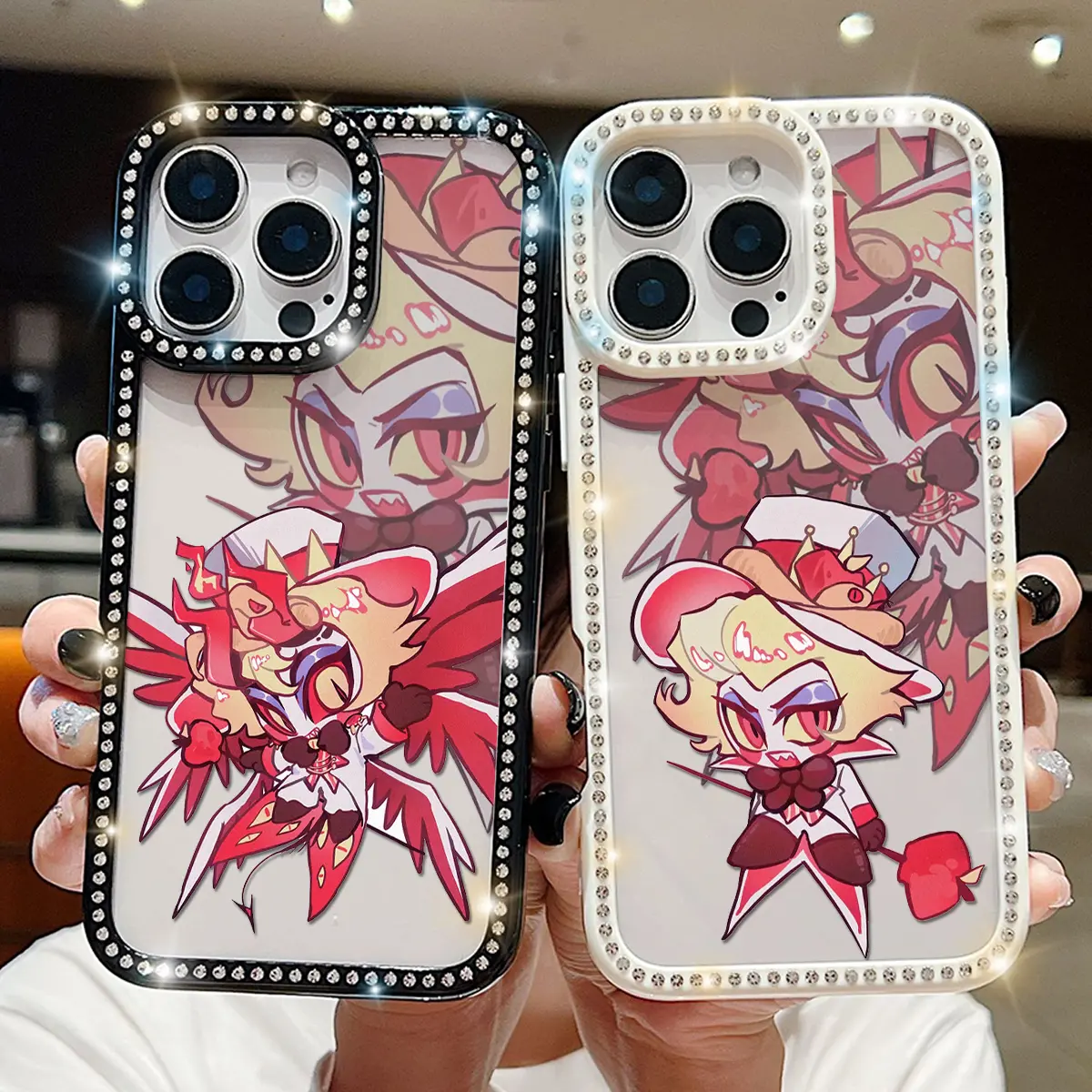 Lucifer Morningstar phone case for iPhone 17/16/15/14/13/12/11/Pro/max/plus/AIR,Drop-proof and shockproof,  Full-coverage double-sided diamond glitter PC Acrylic back with TPU soft-edged cover Protection Protective Cellphone Smartphone Casing Protector ha