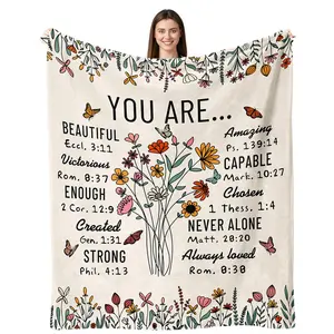 1PC Christian women birthday gift throw blanket, Christian women blanket, inspirational religious spiritual gift, Christian flower gift, Wife Blanket Gifts