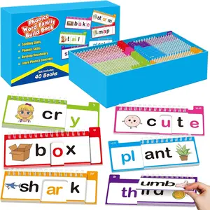 Word Family Build Book, 40 Read and Rhyme Flip Books, Learn to Read Phonics Flash Cards, Sight Words Flash Cards Kindergarten Flip Books for Kids Homeschool Preschool Learning Activities
