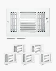 VEVOR 6 x 10 Inch Floor Registers, 6-Pack Floor Vents, HVAC 3-Direction Iron Vent Grilles for Home/Office Wall & Ceiling, Rustproof Anti-Peeling Air Vents Deflector Adjustable with Metal Damper, White