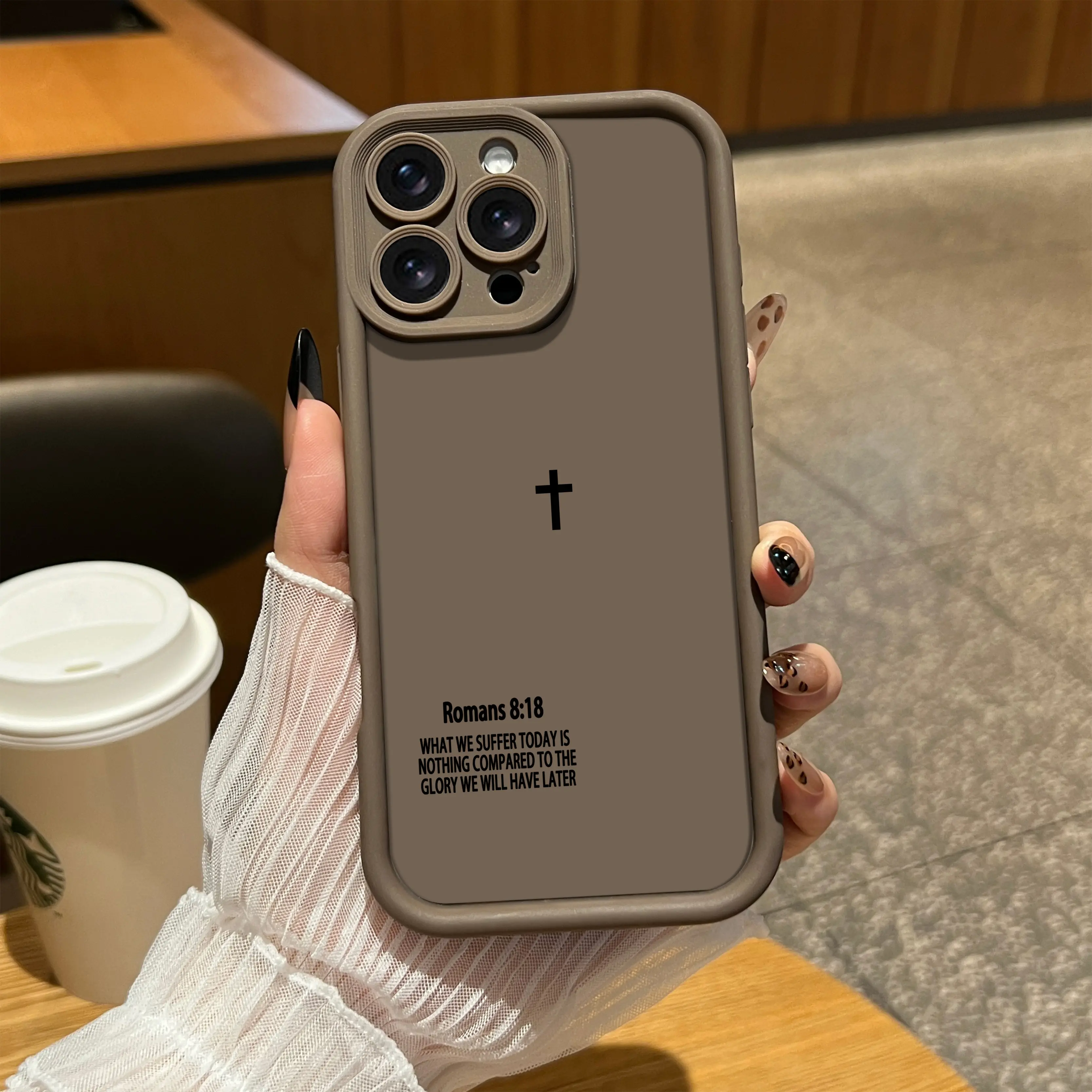 Minimalist Cross Romans 8:18 Bible TPU phone case, comfortable military grade drop and scratch resistant full package phone case, suitable for iPhone 17 Air 16 15 14 Plus 13 12 11 Pro Max Plus XR X S Samsung Galaxy S25 S24 S23 S22-ZQ123, Smartphone, Handh