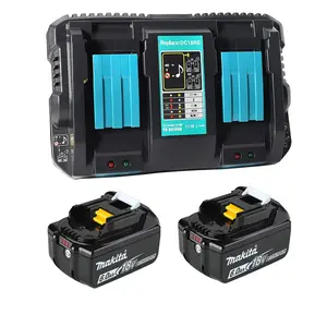 【DC18RD+2×6.0Ah】DC18RD Dual port charger For Makita 18V BL1830 BL1860 BL1840 LXT charger+2 PACK 6.0Ah 18v Battery Replacement for Makita Power Tool BL1860 BL1860B BL1850