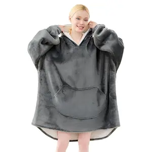 Wearable Blanket Sweatshirt Perfect For Cold Nights, Warm Soft Fluffy Material, Comfortable Extra Long Hoodie,  Roomy Hood With Sleeves,  Perfect Gift For Any Age Group
