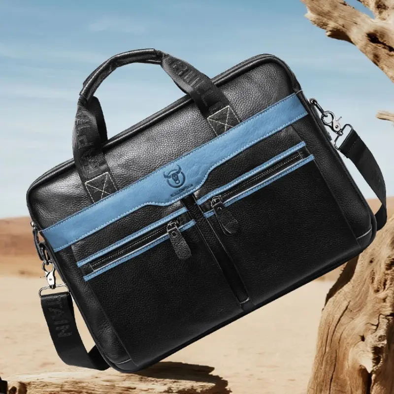 1pc Leather Laptop Handbag, Crossbody Shoulder Bag, Casual Style, Reinforced Handle, Inner Laptop Compartment, Men's Business Briefcase, Large Capacity Commute Handbag, Multi-pocket Work Bag for Travel & Business Trip, Travel Essentials