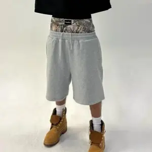 American high street camouflage double waist seven quarter shorts men's loose and fashionable