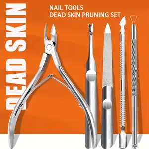 5-Piece Professional Stainless Steel Nail and Foot Care Kit, Includes Cuticle Nipper, Pusher, Gel Remover, Ingrown Toe Cutter