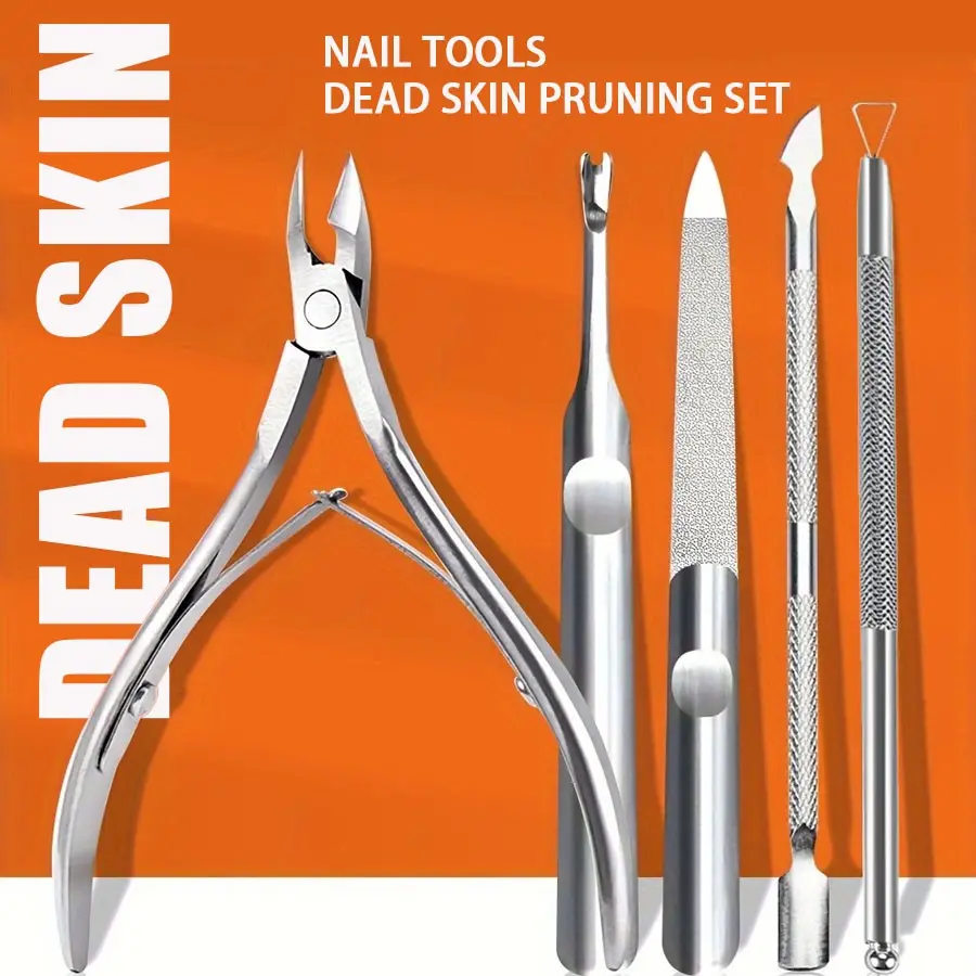5-Piece Professional Stainless Steel Nail and Foot Care Kit, Includes Cuticle Nipper, Pusher, Gel Remover, Ingrown Toe Cutter, Ingrown Toenail Removal Kit