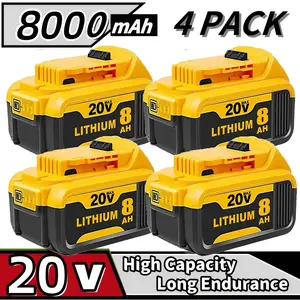 DW 4Pack DCB200 20V 8Ah Lithium-lon Battery Replacementfor Dewalt -Compact XR Design, High-Capacity Power,Compatible with DCB205 DCB200 DCB203 20-Volt Cordless Power Tools, Long-LastingReliable and Durable Construction dewatlt powertools
