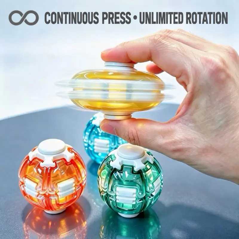 Press-to-Spin Transforming Fidget Ball – 360° Spinner Toy for Stress Relief gyro ball