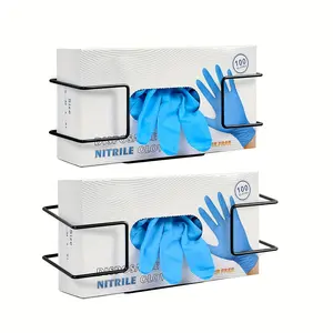 Metal Wall Glove Box Holder Stand, Disposable Latex Rubber Gloves Dispenser with Floating Rack, Multi-Functional Organizer for Masks and Tissues