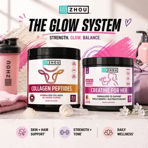Zhou Nutrition Glow System Duo - Creatine For Her + Collagen Peptides - Muscle Growth, Hair, Skin, Nails, Energy & Recovery