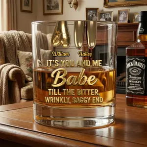 Funny Old Couple Round Glass Personalized Gifts For Couple