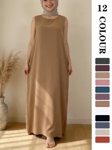 Muslim Sleepwear inner dress, Maxi Slip Dress, Comfortable Nida Fabric Sleeveless Long Dress, 12 Colors + 5 Sizes, Soft and Flowy, Perfect for Friday & Outdoors