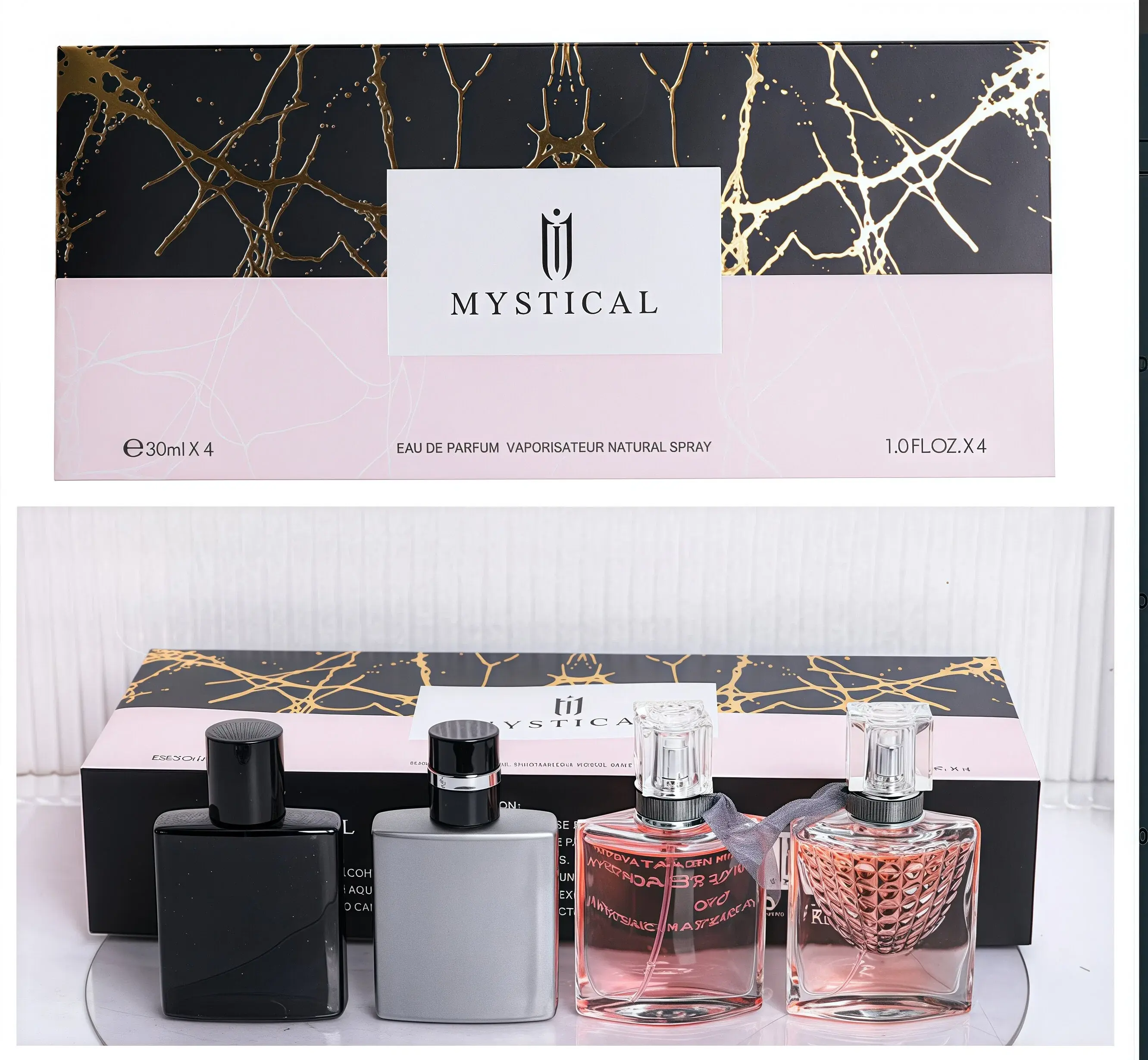 Mystical Couples Fragrance Gift Set - 2 Unisex + 2 Women's 30ml EDP Sprays, Long-Lasting Natural Floral-Woody Citrus Vanilla Scent, Luxury Portable Travel Kit, Ideal for Daily Wear Summer Gift, Citrus Fragrance Sets