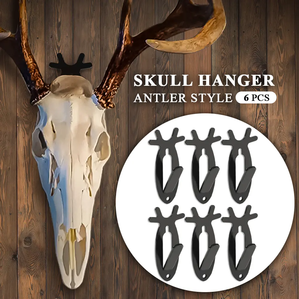 CROSSDESIGN 6Pcs European Skull Wall Hanger Hooks Deer Antelope Antler Deer antler shaped wall mounted hook Bracket,Creative wall hanging storage hook,decoration storage rack for home living room bedroom