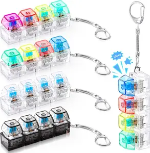 Glowing Keyboard Fidget Toy, 4-in-1 Decompression Button Keychain, Fidget Keychain Clicker, Stress Relief Keychain adjustable auto screen clicker Finger Clear