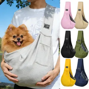 Lightweight dog cat universal messenger bag strap breathable and not stuffy travel out portable foldable storage Teddy Bigbear Pomeranian cat dog bag cat bag strap portable pocket safety buckle outdoor travel multi-scene application
