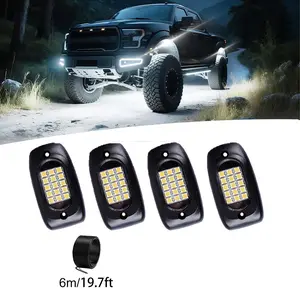 4/8/10/16 Pods White Rock Lights, 180-Degree Wide Angle, 6000K Pure White, 15 Bright SMD Chips, with Extension Wires, IP67 Waterproof, High Adhesive Stickers Car Underglow Lights Fits for Trucks Trailer SUV ATV UTV