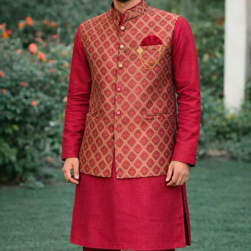 Men’s 3 pices  kurta pant with over coat- Indian treditional men’s wear