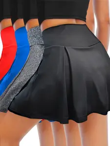 4-piece women tennis skirt set - black-grey-blue and red-women set Golf Attire Athletic Skort