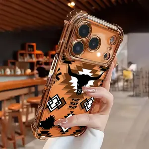 Retro Western Cowboy Style Four-Angle Airbag Crash Protection Phone Case - Suitable for iPhone 17 Pro Max 16, 15, 14, 13, 12, 11 Pro Max series. Made of transparent and soft TPU material. It is an excellent gift choice. It has shockproof and anti-slip fun