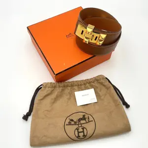 Pre-owned other Small Leather Goods Auth Hermes Collier de Sian Belt GP65 GD Y Engraved W/Box MR 0420 11466428626/459367