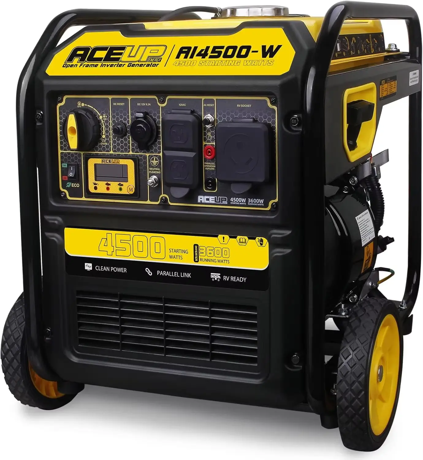 Aceup Energy 4500W Gas Powered Inverter Generator 223cc for RV Camping Home Use EPA Compliant Heavy Duty Motor Portable Power Supply Heavy Duty Motor summergarden, Gas Powered Engine, Home Backup Generators