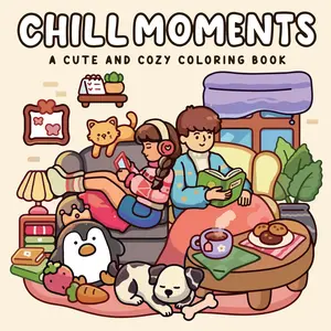 Chill Moments Coloring Book, 1 Piece Cute Cartoon Patterns Painting Book, DIY Drawing Supplies for Birthday Gifts