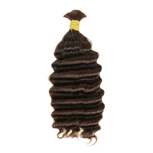 Ygwigs #4 Dark Brown Deep Wave Bulk Human Hair For Braiding