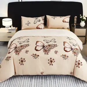 3-Piece Quilt Set, Includes 1 Quilt & 2 Pillowcases, Modern Butterfly Floral Design, Ultra-Soft Breathable Fabric
