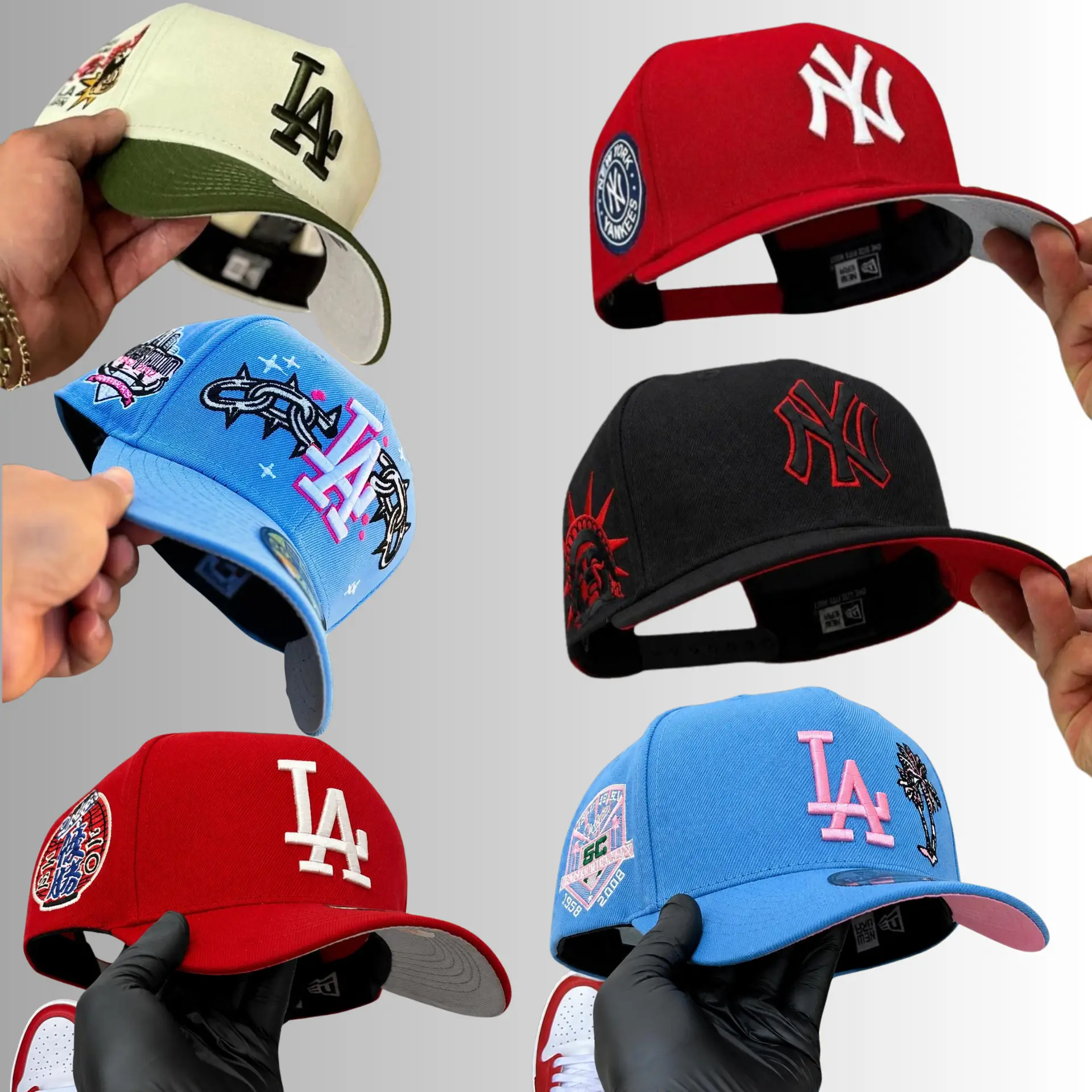 New Era MLB NY Yankees & LA Dodgers 9FORTY Adjustable Baseball Cap for Men & Women – Official Team Logo, Curved Brim Snapback Hat, Raised Embroidered Front Logo, Cotton Twill Baseball Cap, Game Day Essential, Streetwear Fashion USA