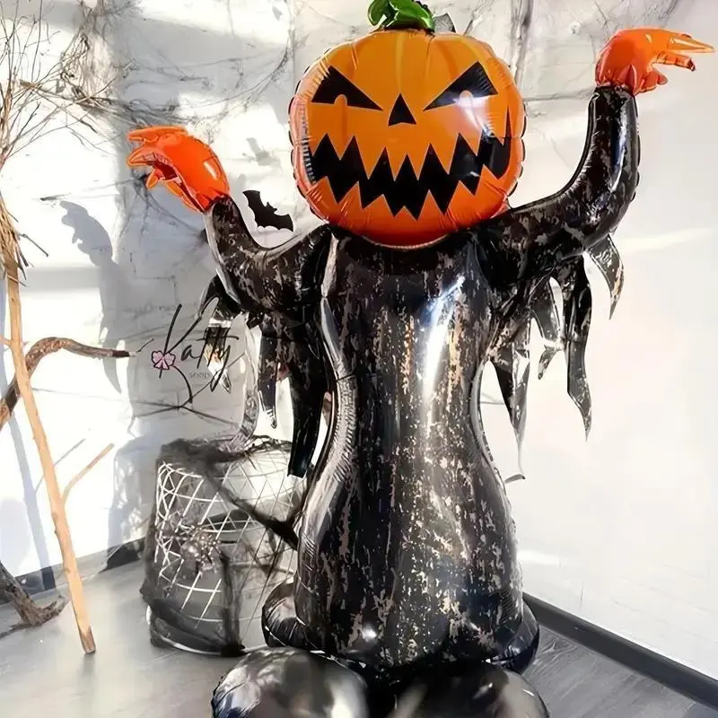 Halloween Party Ghost Pumpkin Creepy Foil Balloon, Perfect for Indoor and Outdoor Decorations, Festive Fall Decor for Celebrations