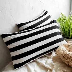 2 Pack Soft Brushed Microfiber Pillowcases – Black and White Stripe Pattern, Envelope Closure, Wrinkle & Fade Resistant, Easy Care, All-Season Decorative Pillow Covers