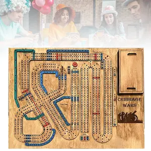 Cribbage Wars Board Game, Cribbage Wars, Cribbage War Game, Cribbage Boards Unique, 2026 New Wooden Cribbage Board Game Set With Built-inStorage Compartment For Cribbage Pegs, Wooden Board Game Halloween Christmas Gift.
