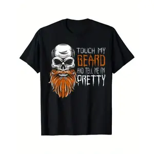 Funny 'Touch My Beard' Halloween T-Shirt - 100% Cotton, Crew Neck, Short Sleeve, Casual Fit for Men, Everyday Tshirt | Casual Crew Neck | Comfortable Fit