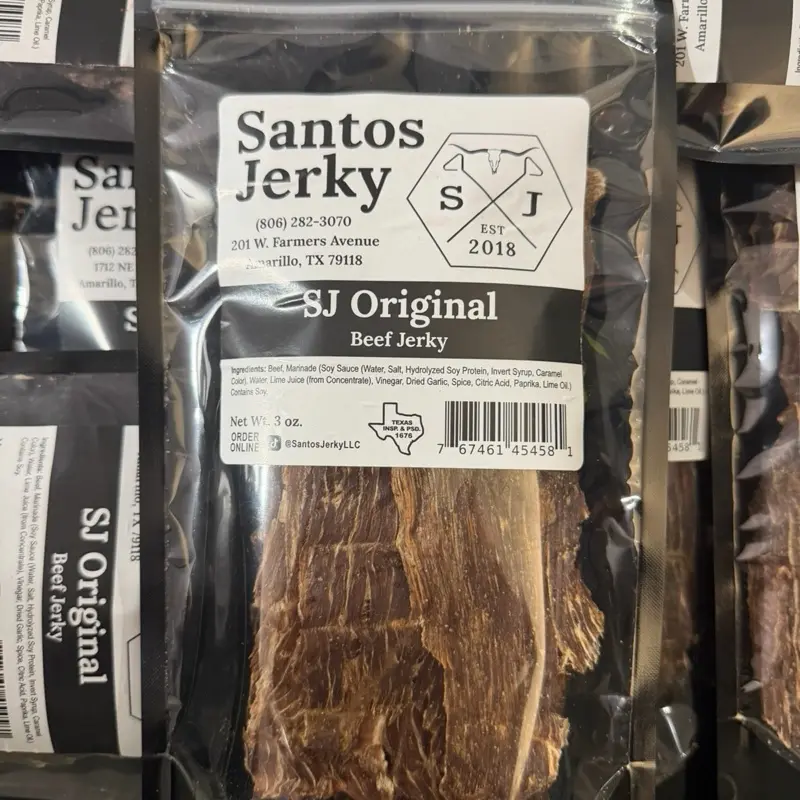 Santos Original Beef Jerky - Spicy Savory Dried Snack for On-the-Go Munching, Spicy Jerky