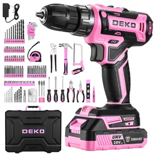 DEKO 186-Piece 20V Cordless Drill, All-In-One Multi-Functional Tool Kit With Battery Electric Drill And Screwdriver, Suitable For Men’s Home Repairs, DIY Projects, And Daily Maintenance