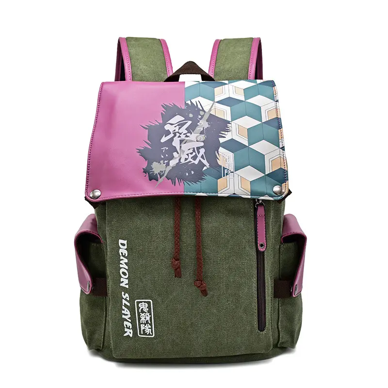 Demon Slayer Kimetsu no Yaiba Canvas Backpack Roomy School Bookbag Laptop Travel Backpack for Anime Fans